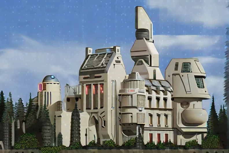 A futuristic castle created with Stylize