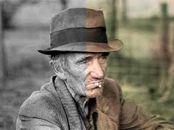 A picture of an old man in black and white