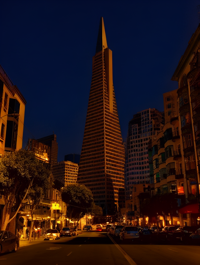 San Francisco skyscraper at night