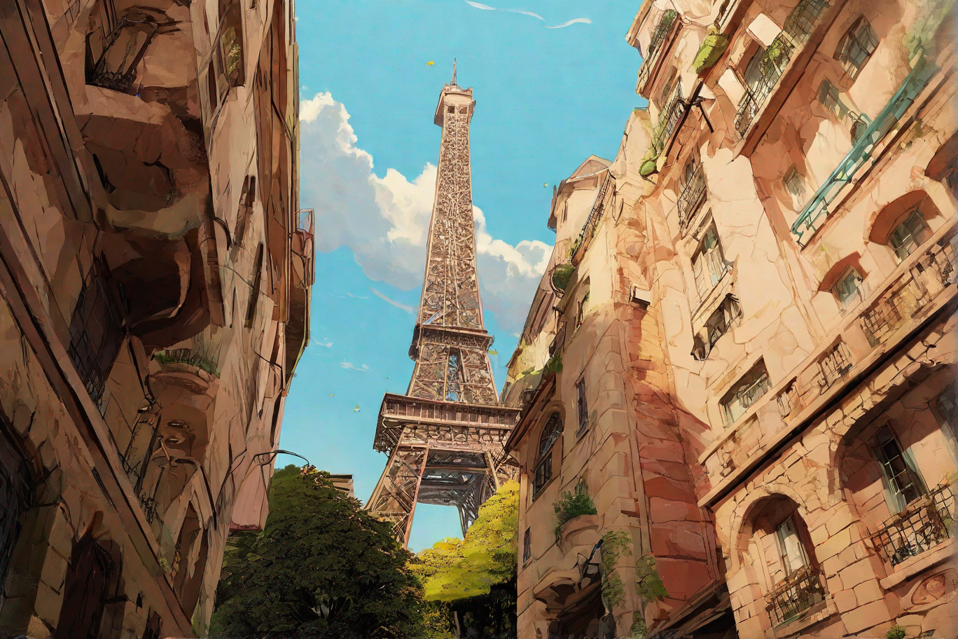 A animated landscape respresenting the animated style.